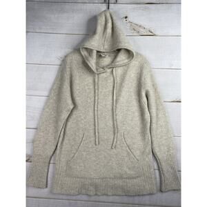 St. John Sweater Womens S Cashmere Silk Oatmeal Pullover Hooded Kangaroo Pocket